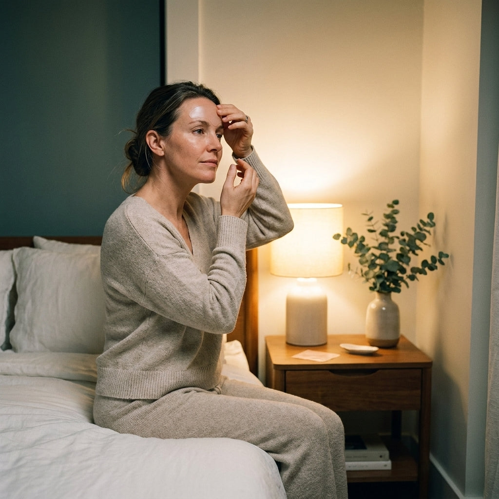 Woman applying patches at bedtime