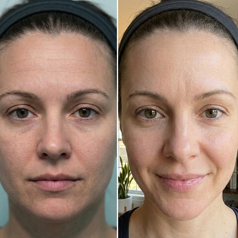 Before and after — eye and smile area